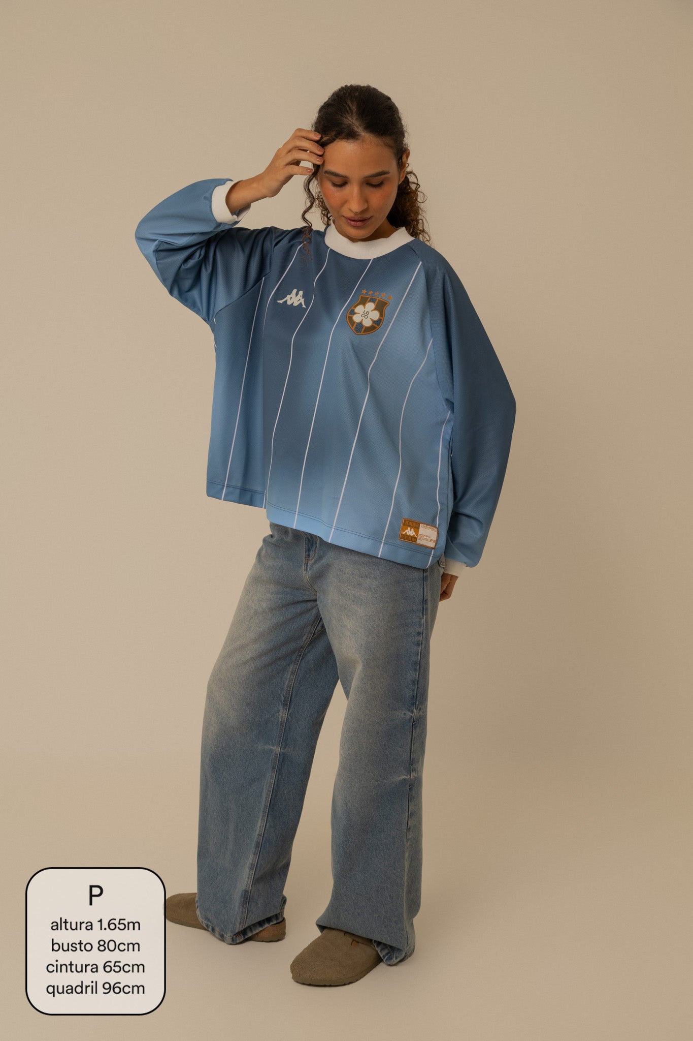 camisa jersey manga longa lela & kappa | camisa de time feminina oversized estilo vintage
