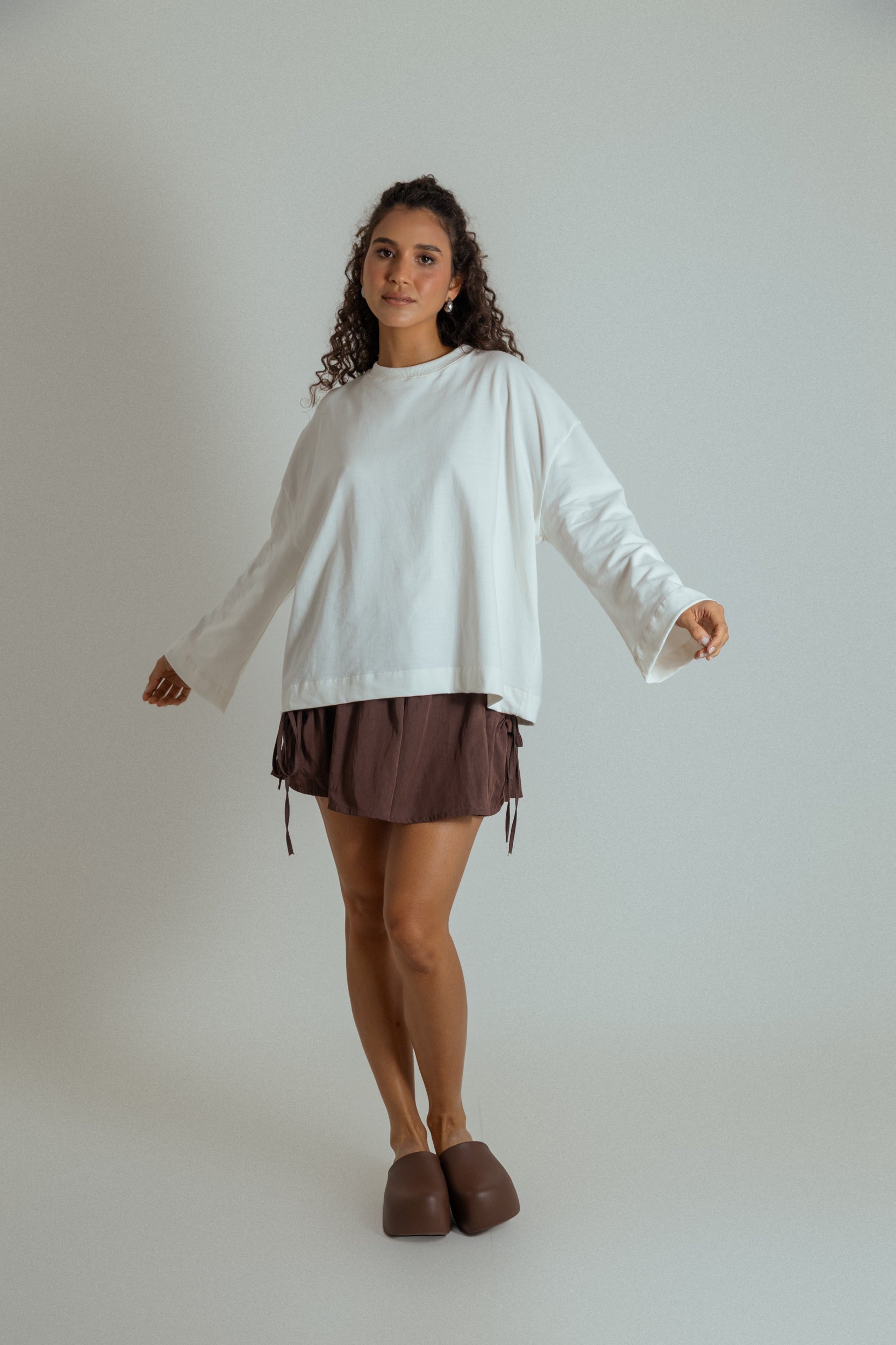 camisetão oversized manga longa de algodão