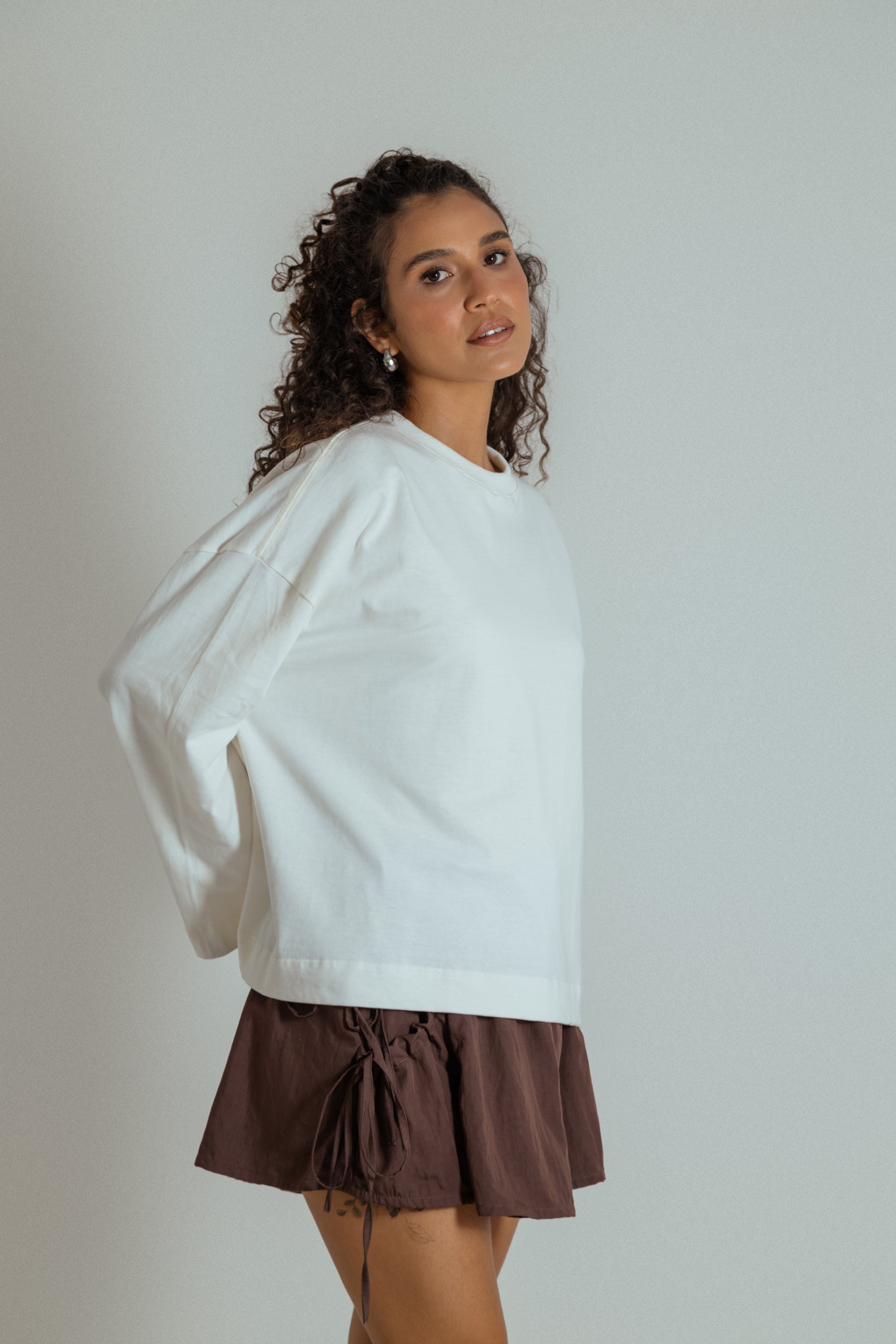 camisetão oversized manga longa de algodão