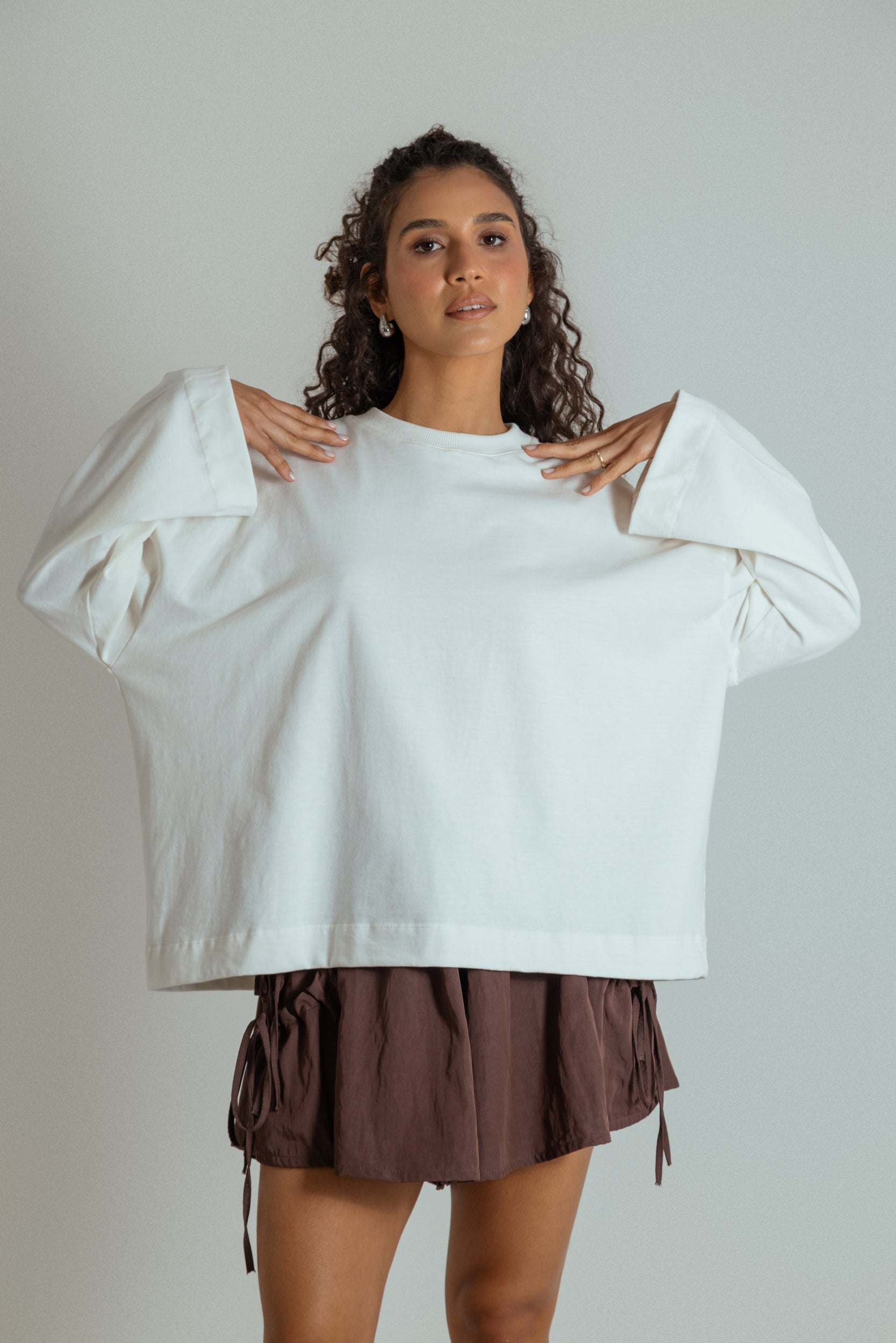 camisetão oversized manga longa de algodão