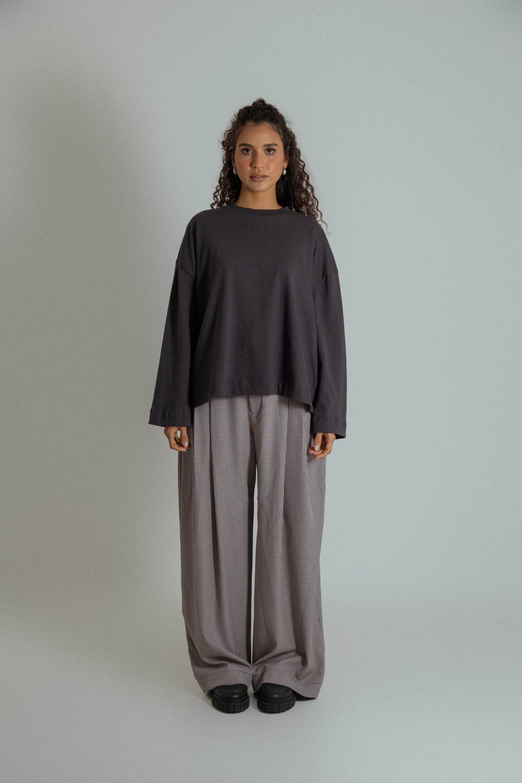 camisetão oversized manga longa de algodão