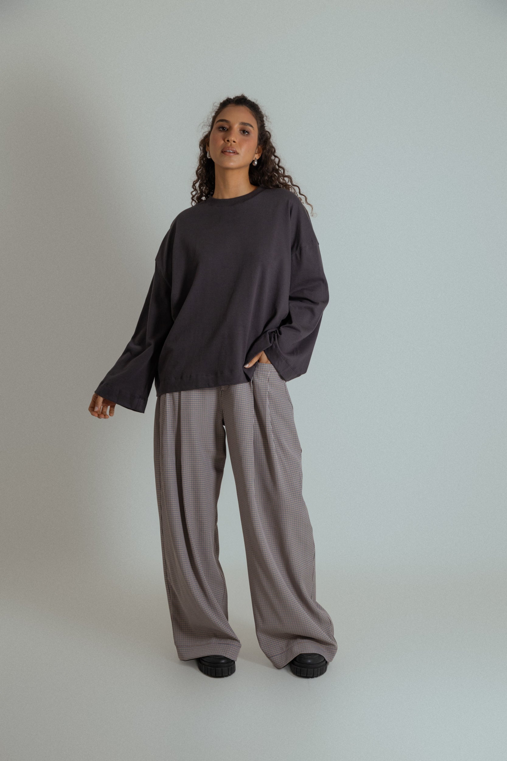 camisetão oversized manga longa de algodão