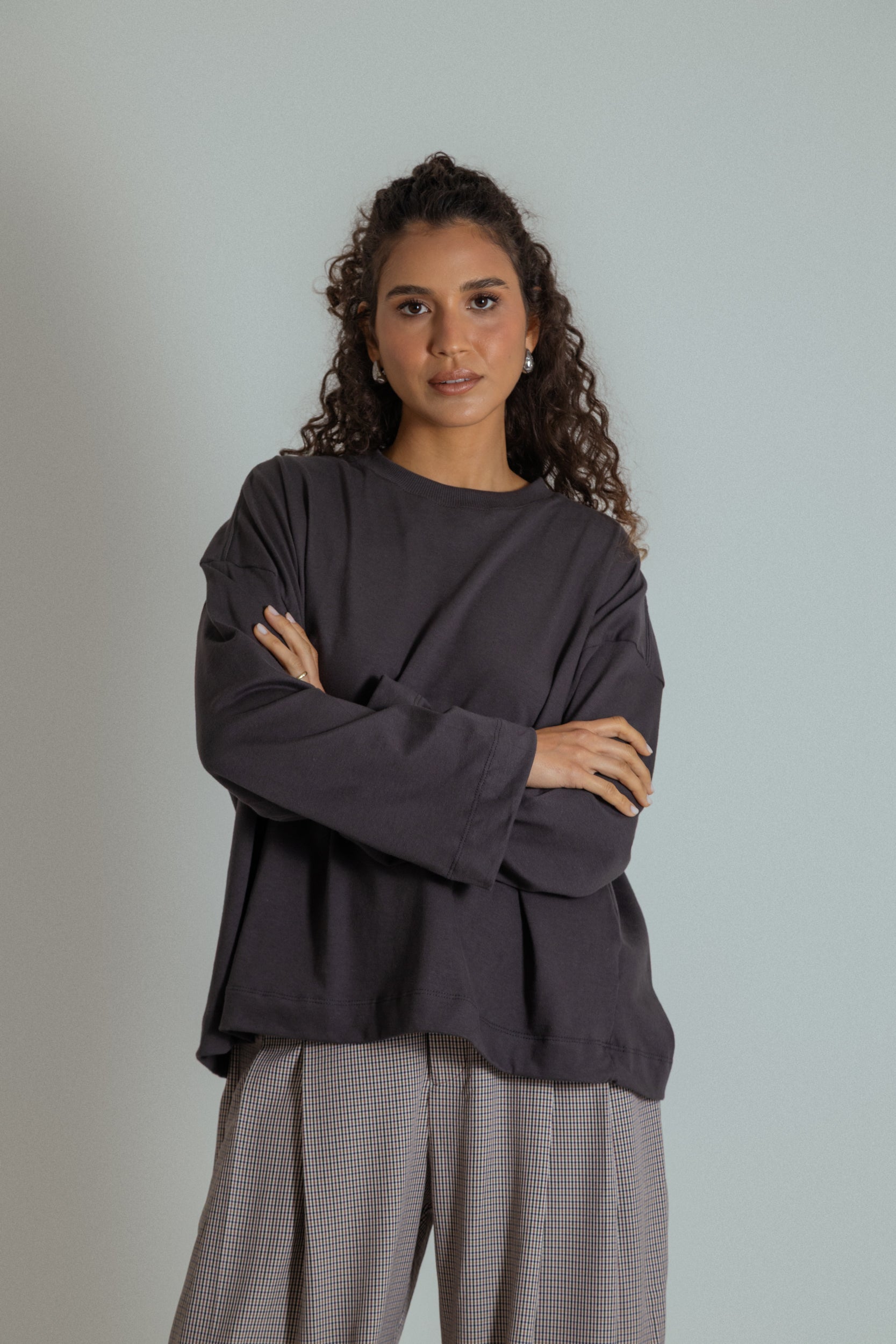 camisetão oversized manga longa de algodão