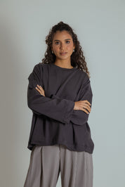 camisetão oversized manga longa de algodão