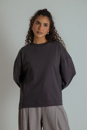 camisetão oversized manga longa de algodão