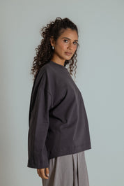 camisetão oversized manga longa de algodão