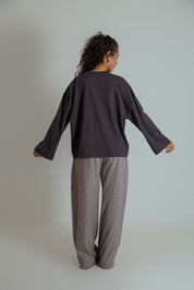 camisetão oversized manga longa de algodão