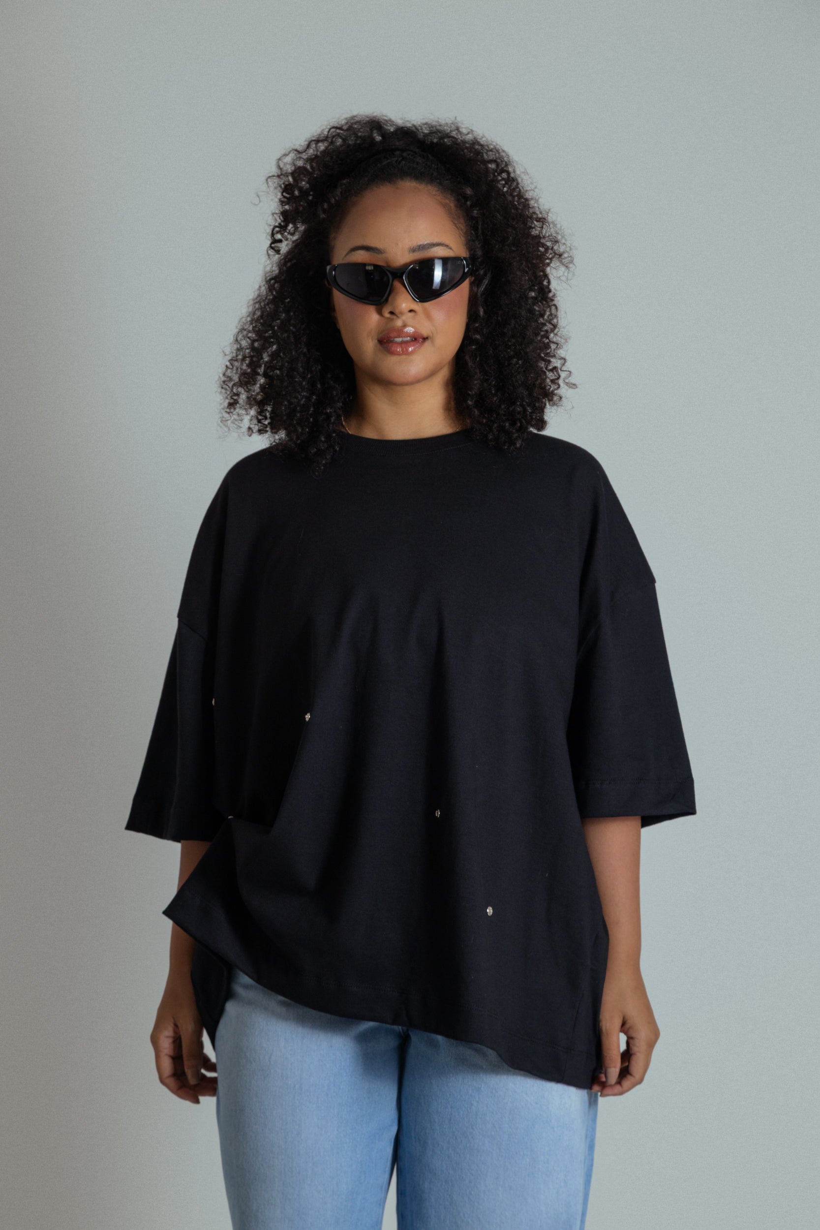 camisetão oversized ajustável com botões