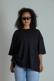 camisetão oversized ajustável com botões