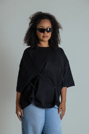 camisetão oversized ajustável com botões