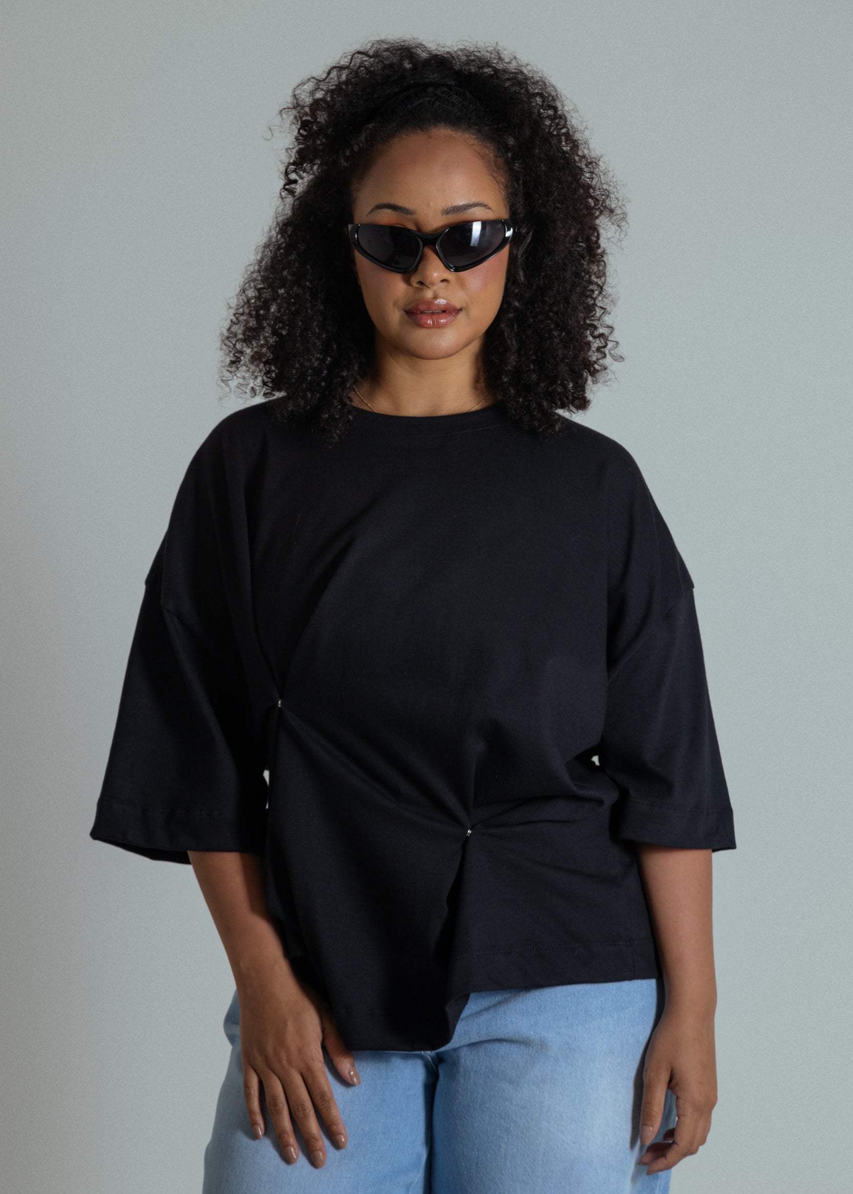 camisetão oversized ajustável com botões