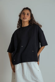 camisetão oversized ajustável com botões