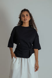 camisetão oversized ajustável com botões