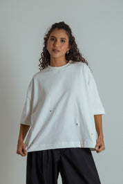camisetão oversized ajustável com botões