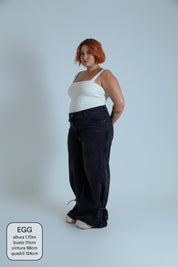 calça jeans ajustável laço midnight black
