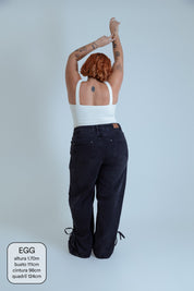 calça jeans ajustável laço midnight black