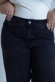 calça jeans ajustável mom midnight black