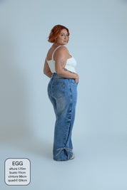 calça jeans ajustável laço acid wash