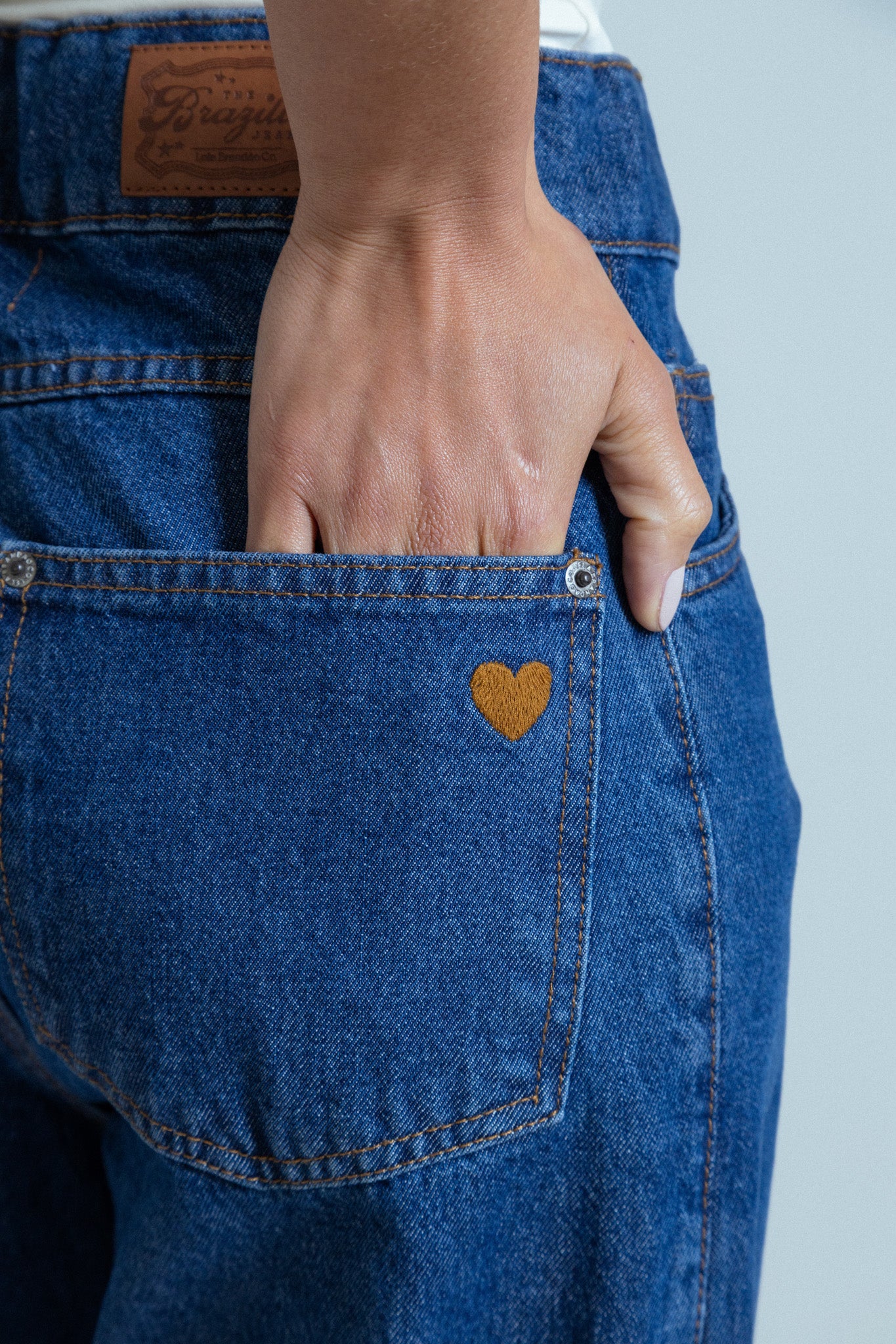 calça jeans ajustável laço denim blue