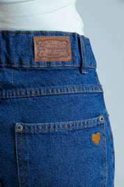 calça jeans ajustável laço denim blue