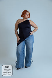 calça jeans ajustável laço acid wash