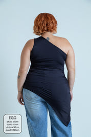 blusa assimétrica longa chefa