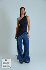 blusa assimétrica longa chefa