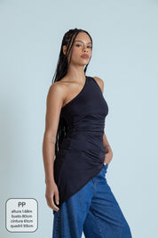 blusa assimétrica longa chefa