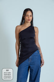 blusa assimétrica longa chefa