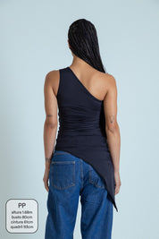 blusa assimétrica longa chefa