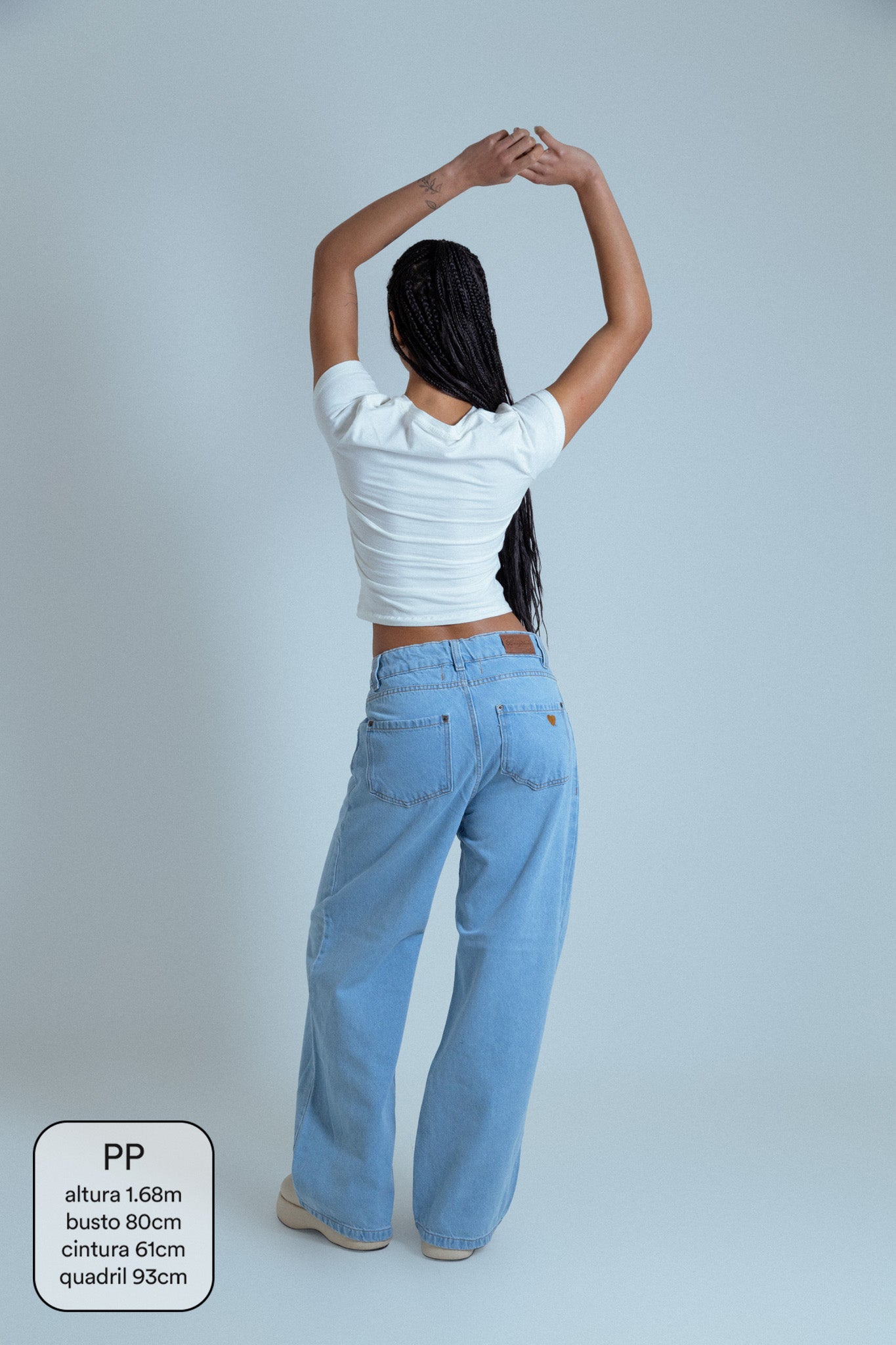 calça jeans ajustável wide light blue