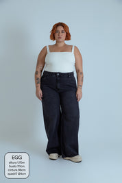calça jeans ajustável wide midnight black