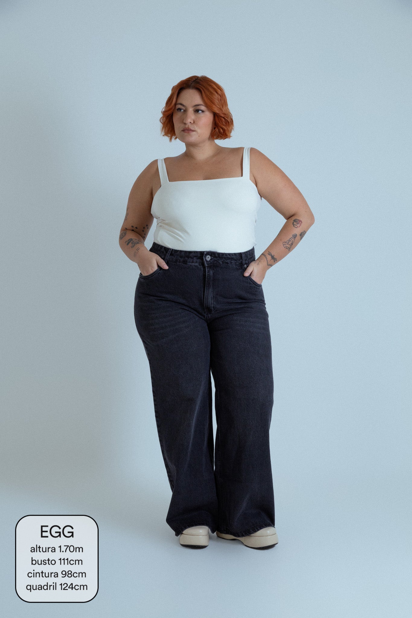 calça jeans ajustável wide midnight black