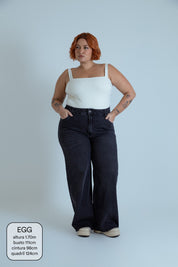 calça jeans ajustável wide midnight black
