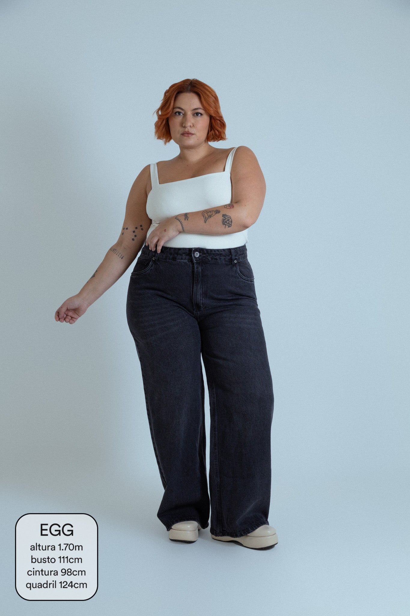 calça jeans ajustável wide midnight black