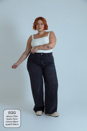 calça jeans ajustável wide midnight black
