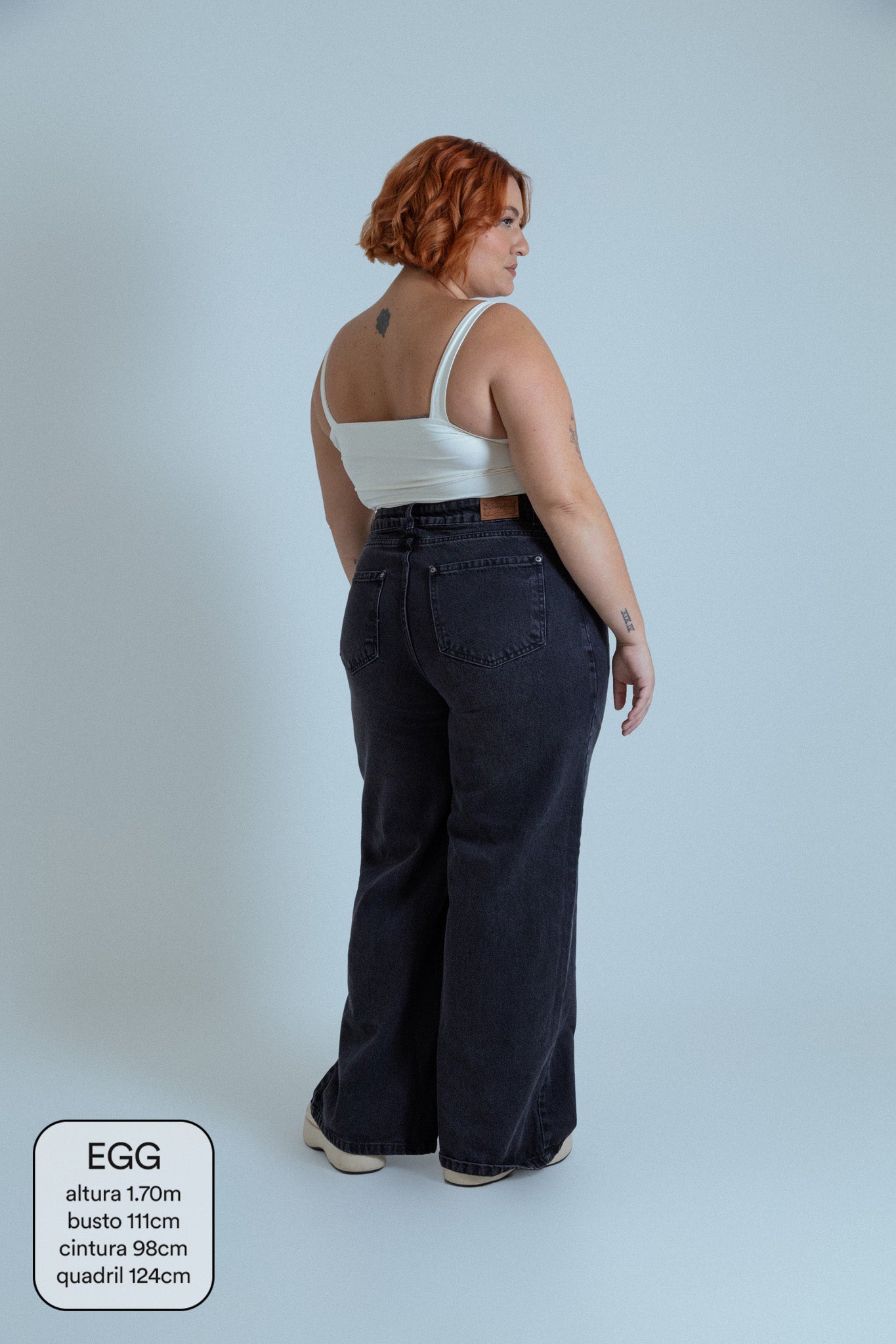 calça jeans ajustável wide midnight black