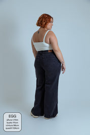 calça jeans ajustável wide midnight black