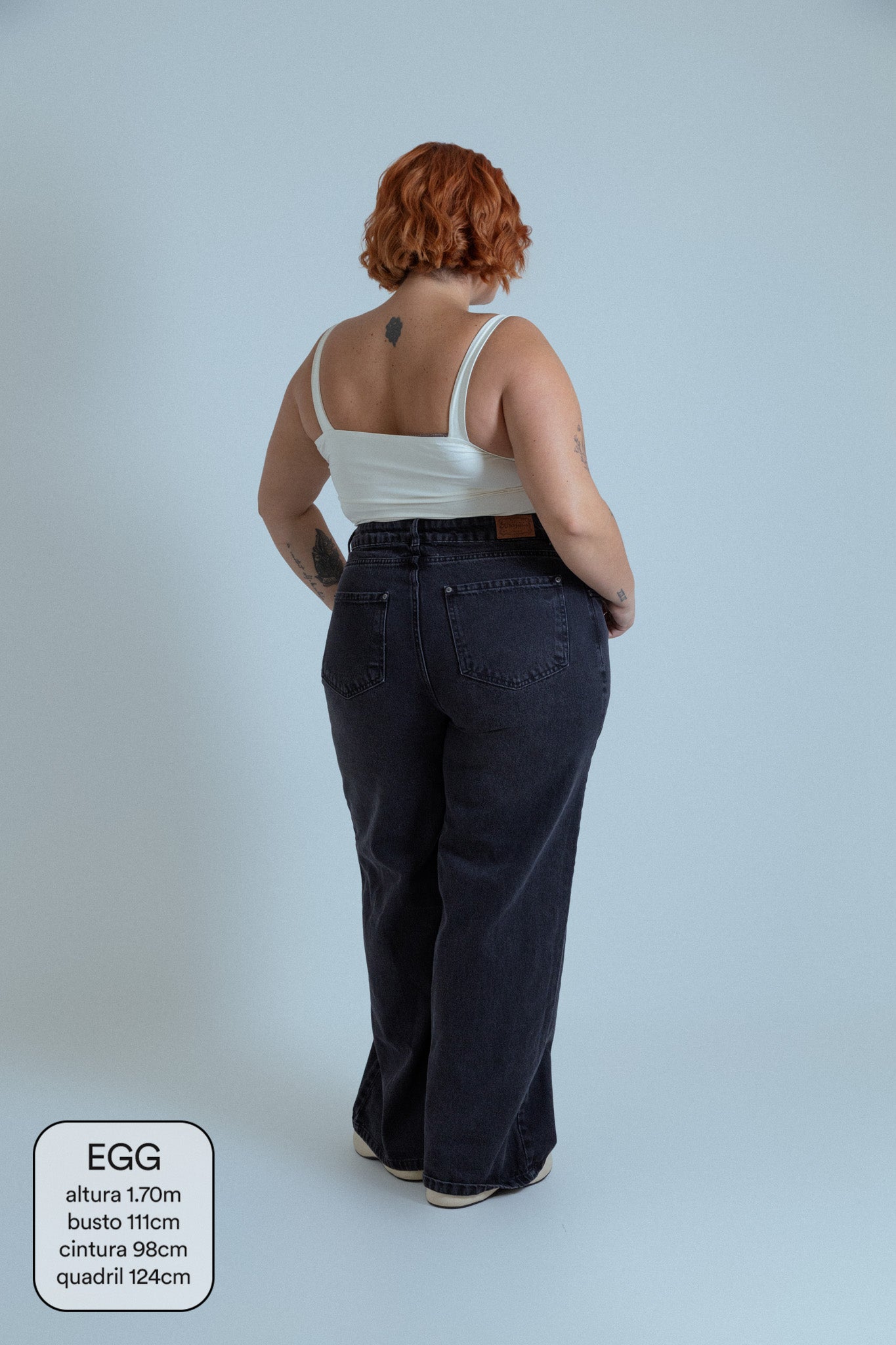 calça jeans ajustável wide midnight black