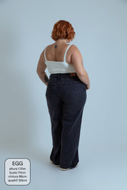 calça jeans ajustável wide midnight black