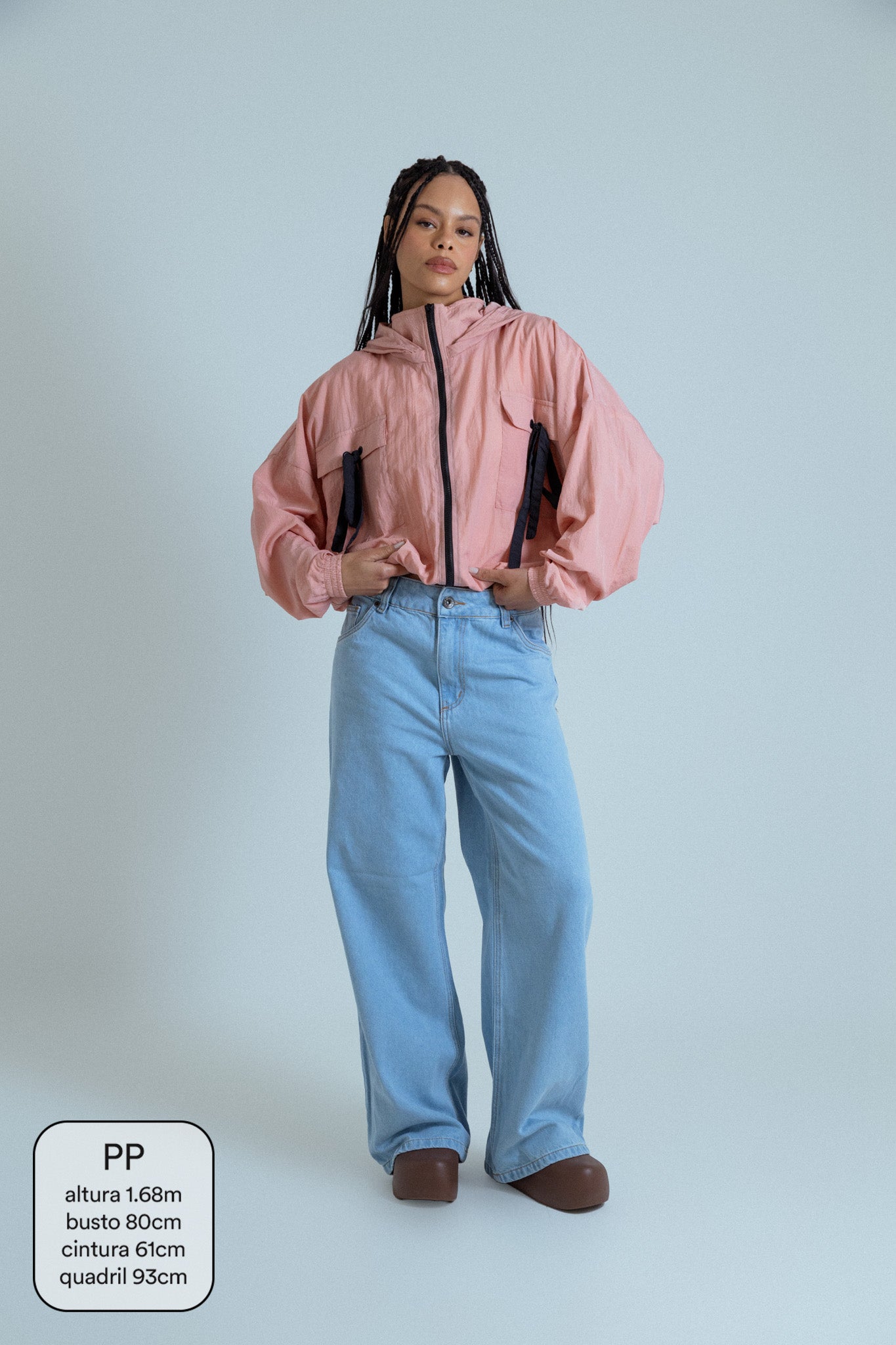 calça jeans ajustável wide light blue
