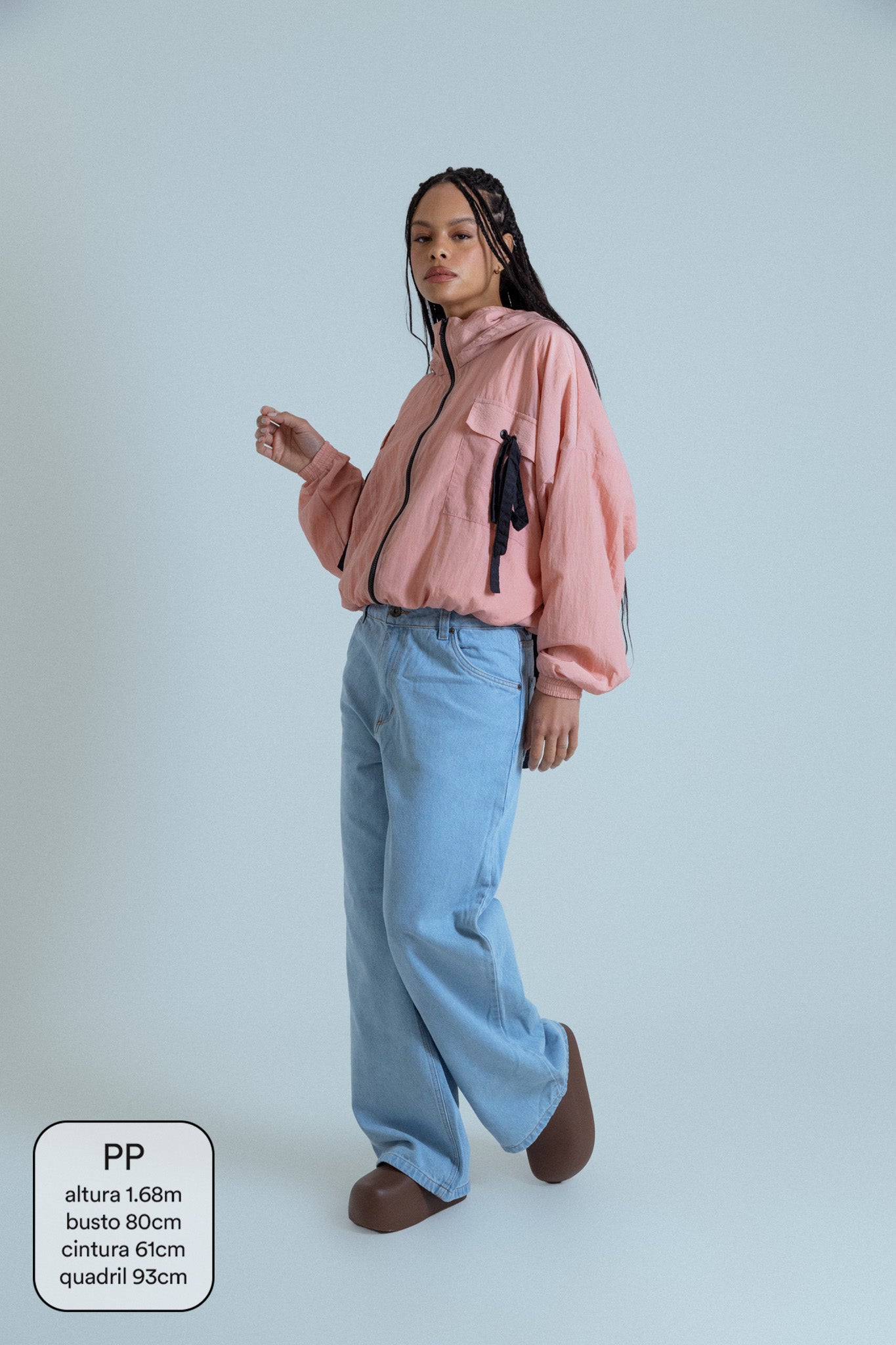 calça jeans ajustável wide light blue