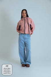calça jeans ajustável wide light blue