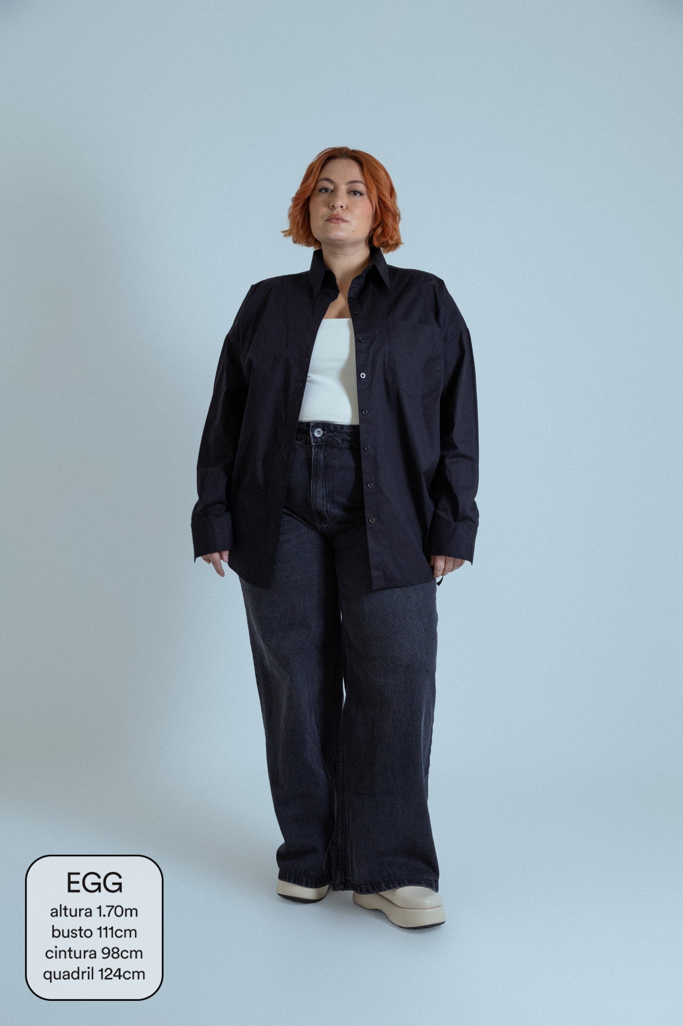 calça jeans ajustável wide midnight black