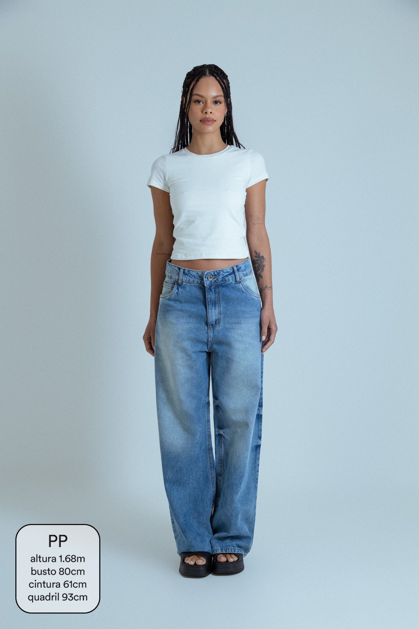 calça jeans ajustável wide acid wash