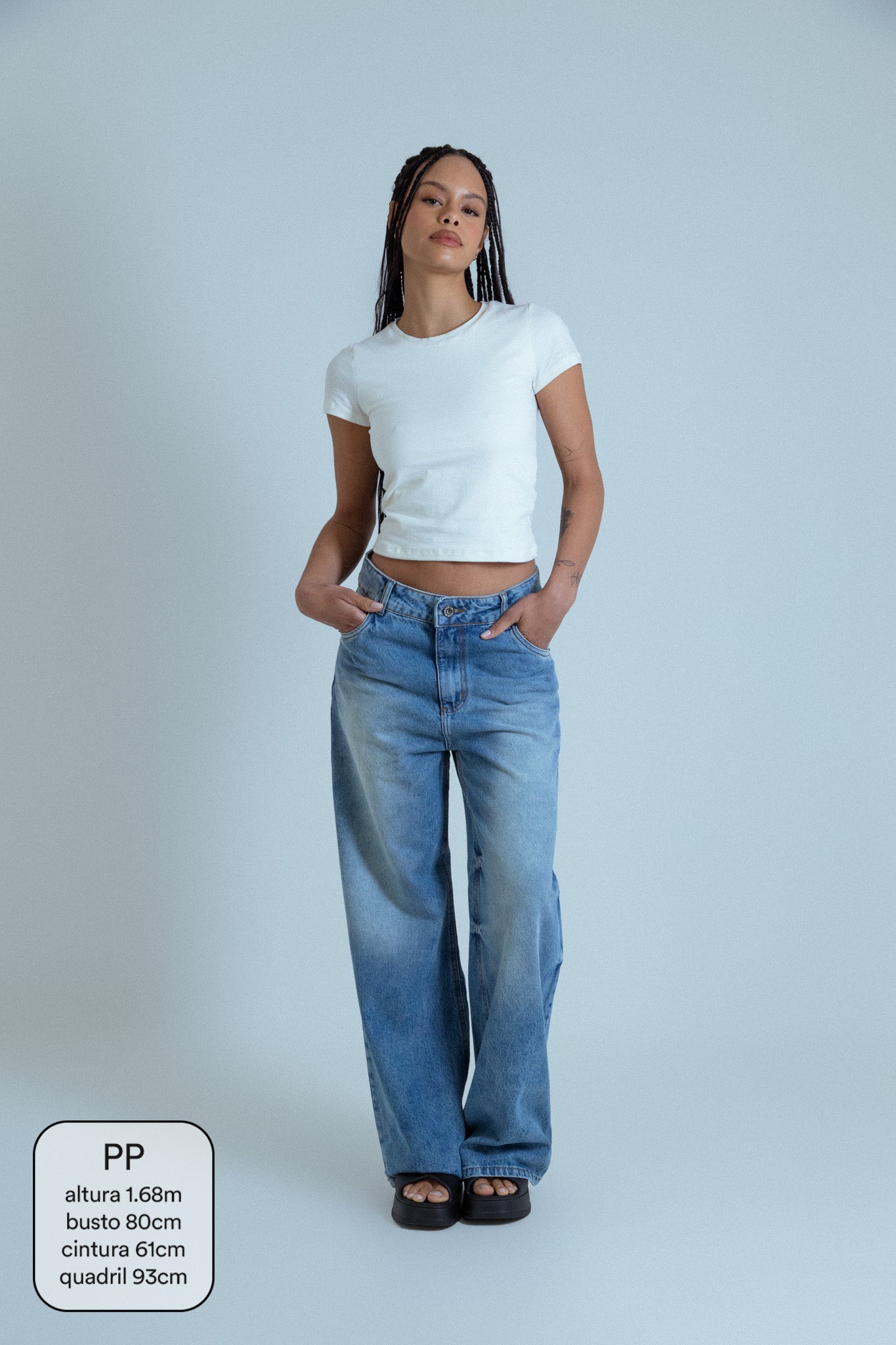 calça jeans ajustável wide acid wash