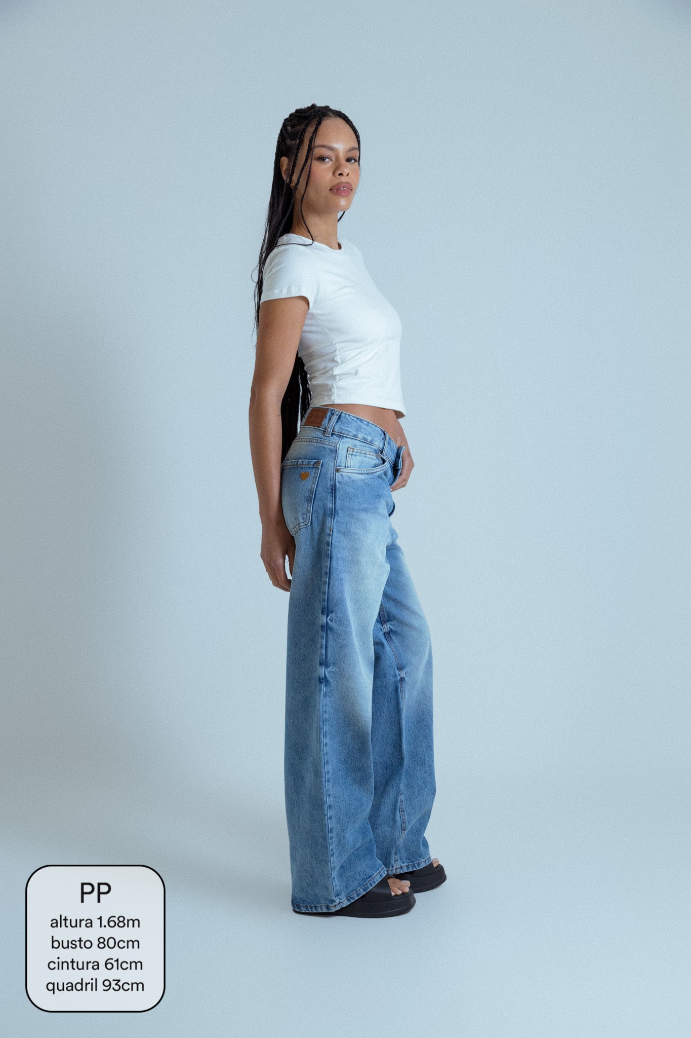 calça jeans ajustável wide acid wash