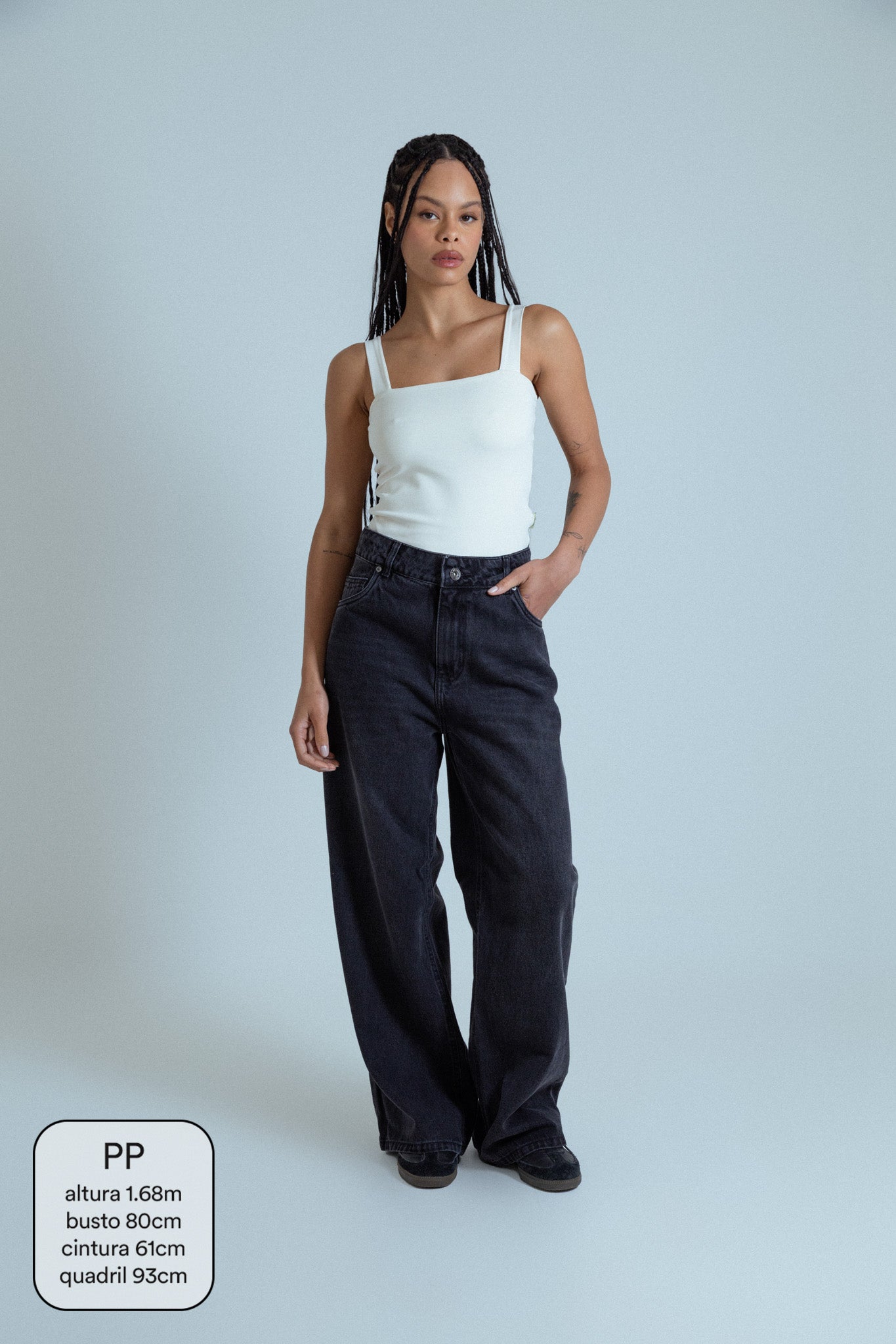 calça jeans ajustável wide midnight black