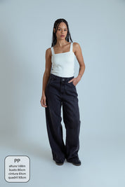 calça jeans ajustável wide midnight black