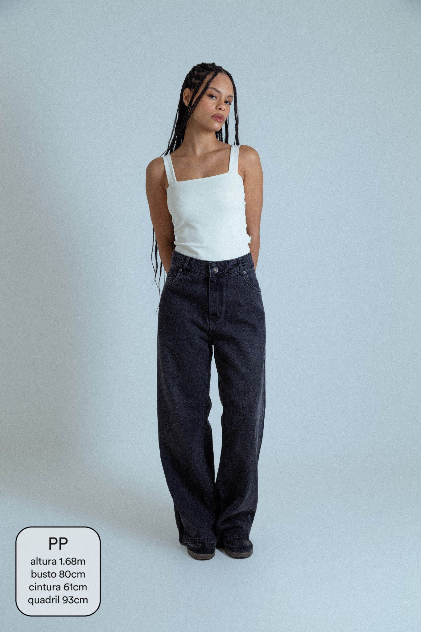 calça jeans ajustável wide midnight black